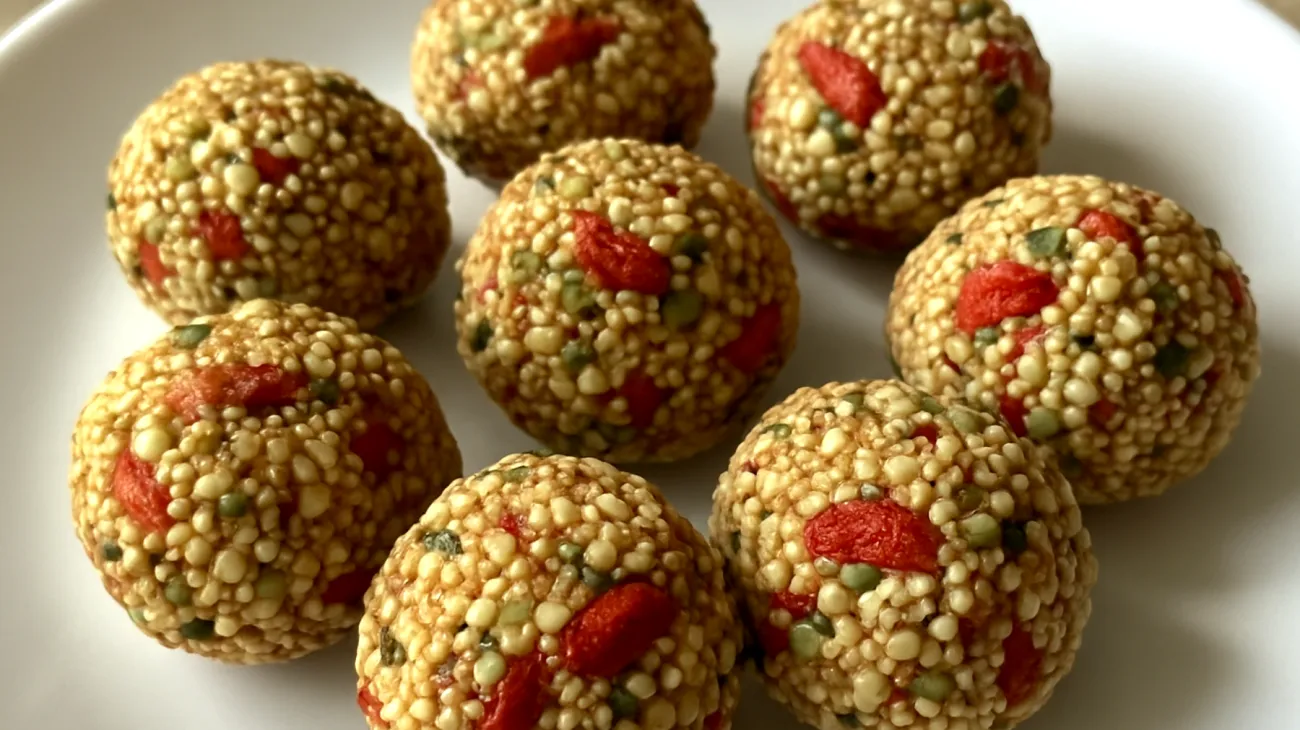 Amaranth-Energiebällchen mit Hanfsamen und Goji-Beeren"