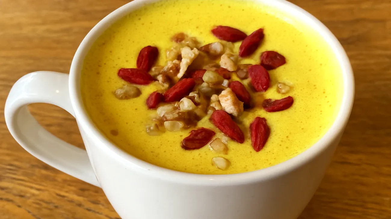 Goldene Milch mit Walnüssen und Goji-Beeren"